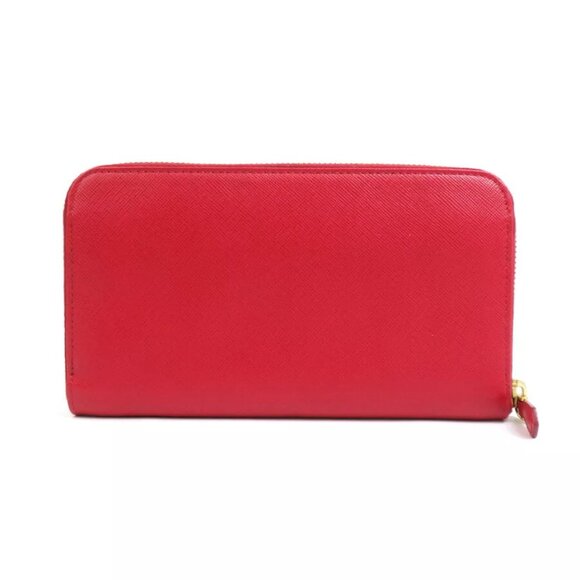 Auth PRADA Zip Around Long Wallet Red Leather/Goldtone - h30863a - Picture 2 of 8